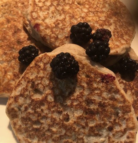 Pancakes: Delicious Gluten-Free, Sourdough, Vegan with Blackberries